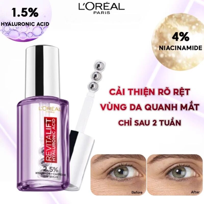 Serum Loreal Revitalift Hyaluronic Acid Giảm Bọng Mắt & Làm Đầy Rãnh Nhăn 20ml