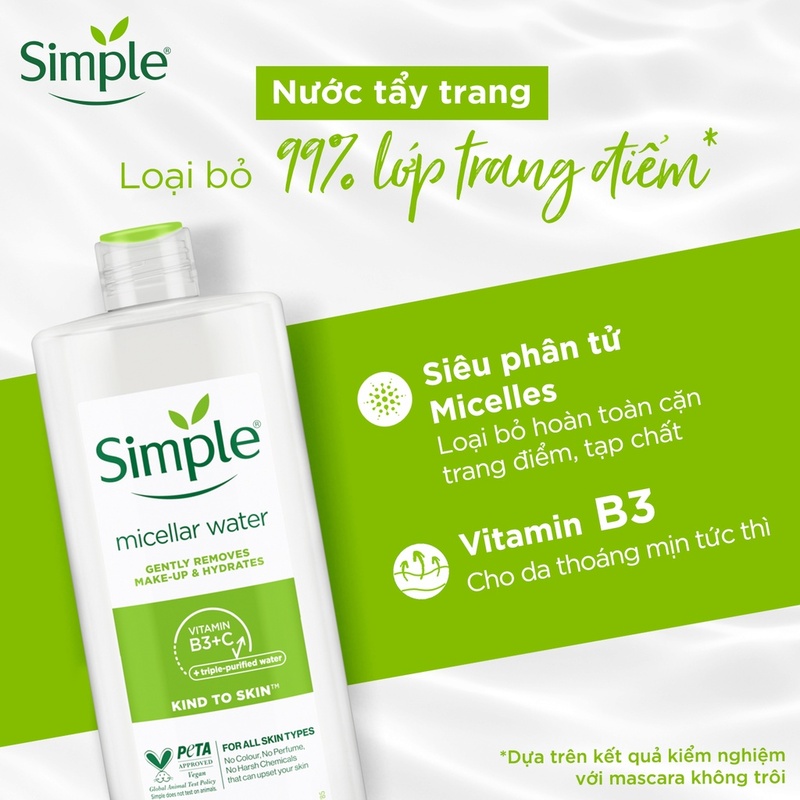 Nước Tẩy Trang Simple Kind To Skin Micellar Water 400ml