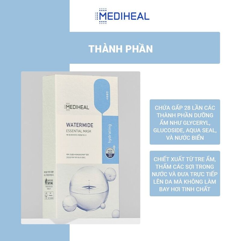 Mặt Nạ Mediheal Watermide Essential Mask Cấp Nước Dưỡng Ẩm Cho Làn Da Khô Ráp 24ml