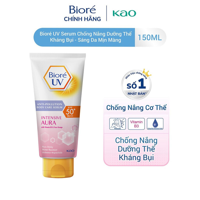 Serum Chống Nắng Bioré Intensive Aura Dưỡng Thể Kháng Bụi, Sáng Da Mịn Màng 150ml