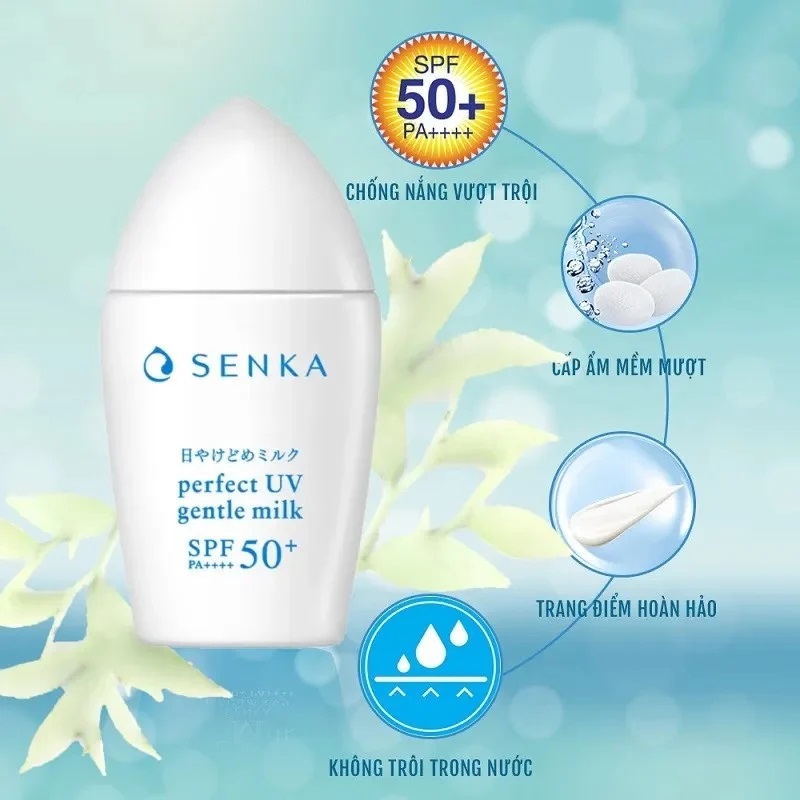 Sữa Chống Nắng Senka Perfect UV Gentle Milk SPF50+ PA++++ Cho Da Nhạy Cảm 40ml