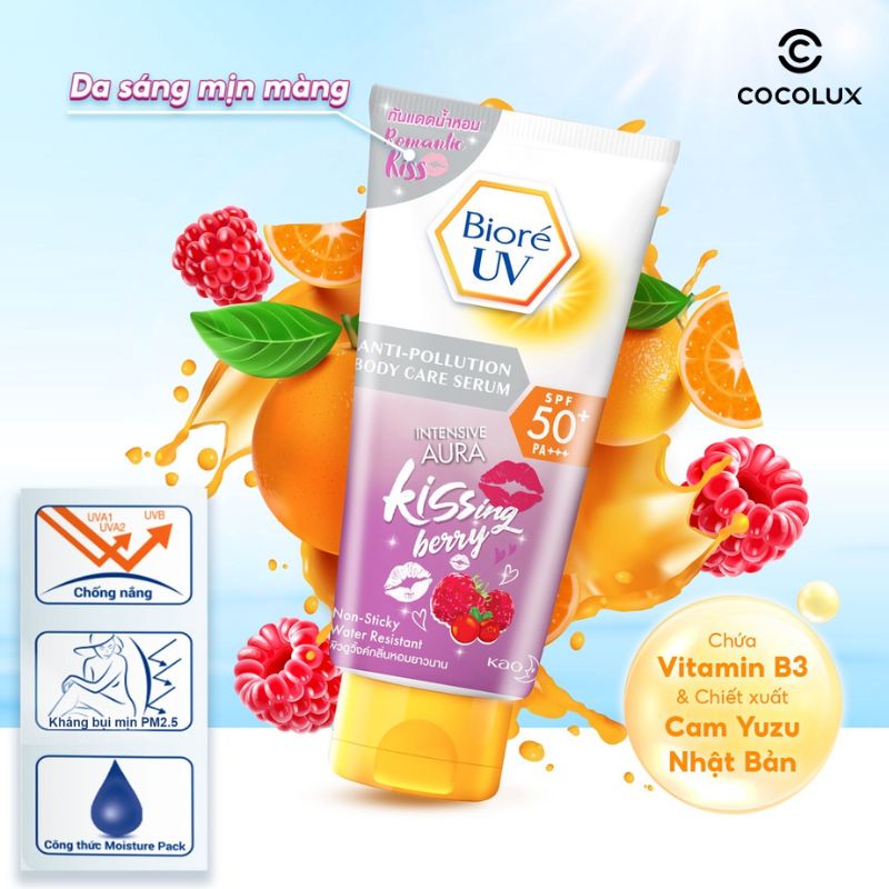 Serum Chống Nắng Biore Dưỡng Thể Kháng Bụi Sáng Da Hương Quả Mọng 150ml