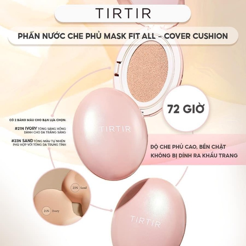 Phấn Nước TIRTIR Mask Fit All-Cover Cushion SPF50+ PA+++ 18g - 23N SAND Hồng