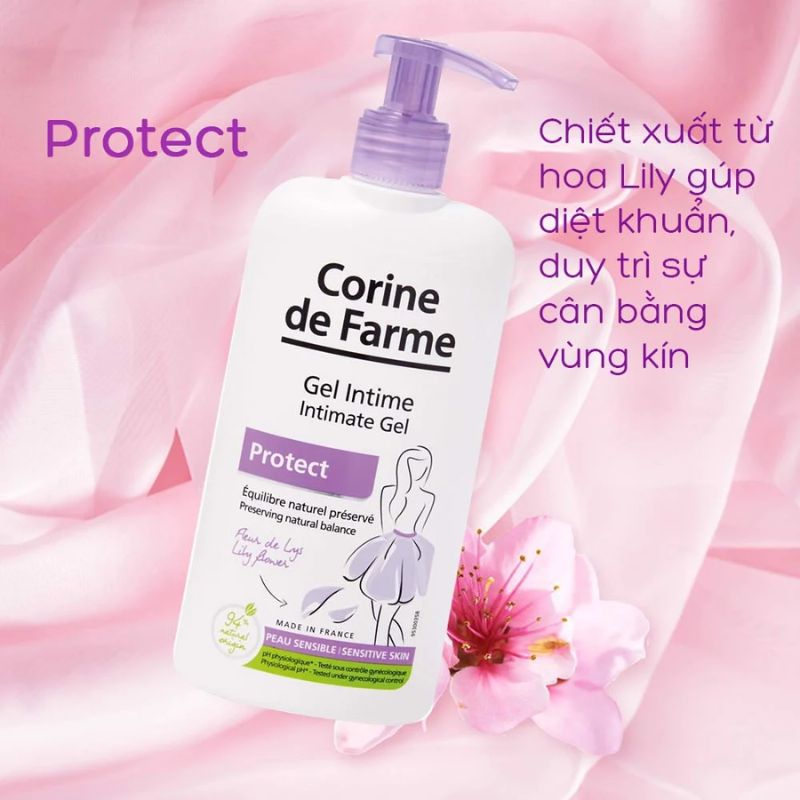 Dung Dịch Vệ Sinh Corine de Farme Intimate Gel Protect Kháng Khuẩn 250ml