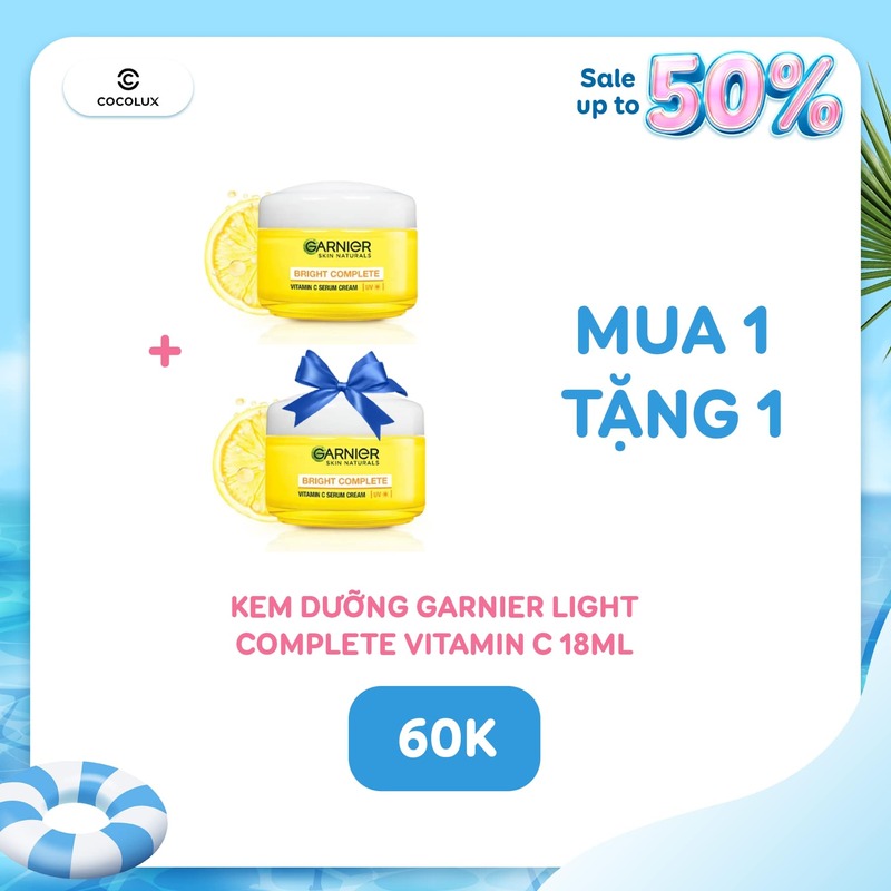 Kem Dưỡng Garnier Light Complete Vitamin C Serum Cream SPF30 Sáng Da Ban Ngày 18ml