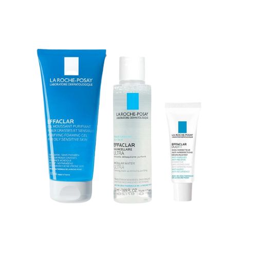 Bộ Sản Phẩm La Roche-Posay Effaclar: Sữa Rửa Mặt Kiềm Dầu 200ml + Nước Tẩy Trang 50ml + Kem Dưỡng Giảm Mụn 3ml