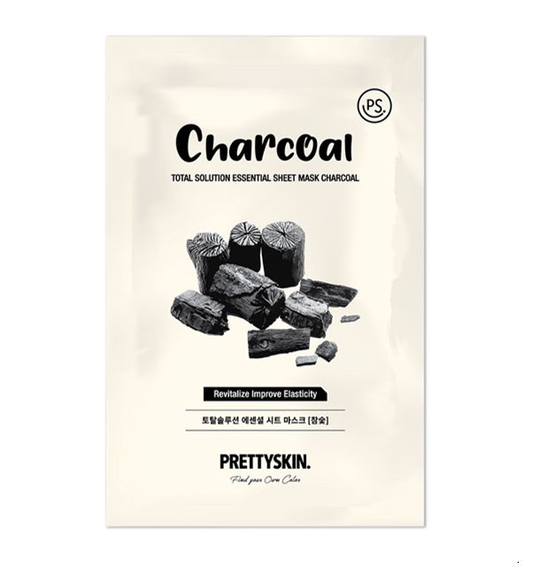 Mặt Nạ Giấy Prettyskin Total Solution Essential Sheet Mask Charcoal - Than Hoạt Tính