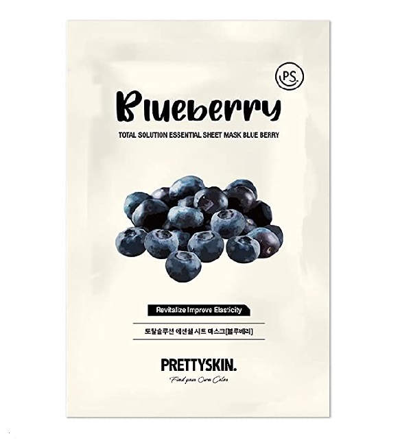 Mặt Nạ Giấy Prettyskin Total Solution Essential Sheet Mask Blueberry - Việt Quất