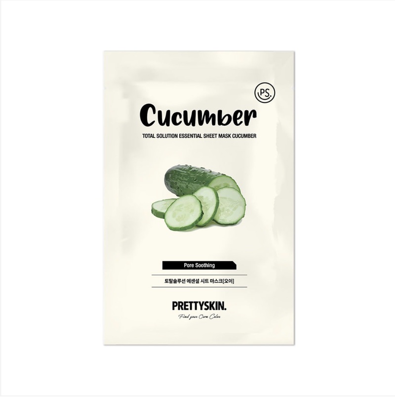Mặt Nạ Giấy Prettyskin Total Solution Essential Sheet Mask Cucumber - Dưa Leo