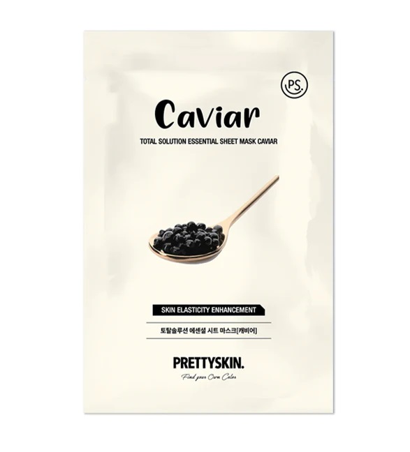 Mặt Nạ Giấy Prettyskin Total Solution Essential Sheet Mask Caviar - Trứng Cá Muối