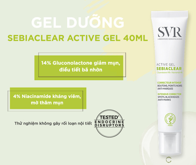 Gel Dưỡng SVR Phục Hồi Chuyên Sâu Cho Da Dầu Mụn Active Gel 40ml