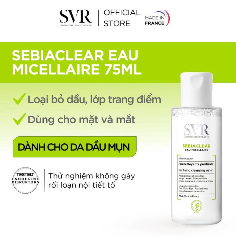 Nước Tẩy Trang SVR Cho Da Dầu, Nhạy Cảm Sebiaclear Eau Micellaire 75ml