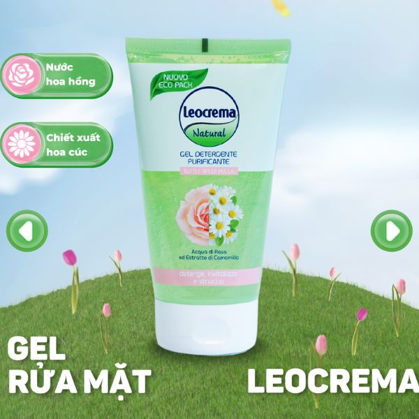 Gel Rửa Mặt Leocrema Nước Hoa Hồng & Tinh Chất Hoa Cúc 150ml