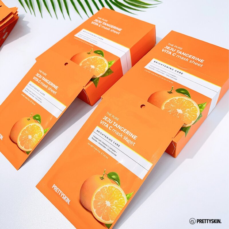 Mặt Nạ Prettyskin The Pure Jeju Tangerine Vita C Mask Sheet 1PCS