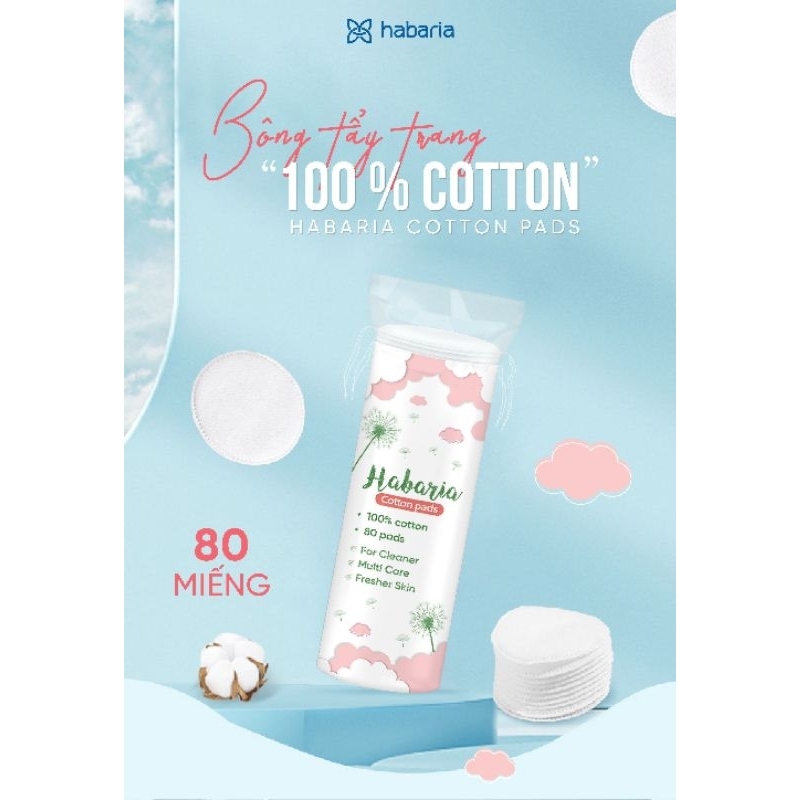 Bông Tẩy Trang Habaria Cotton Pads 80 Miếng