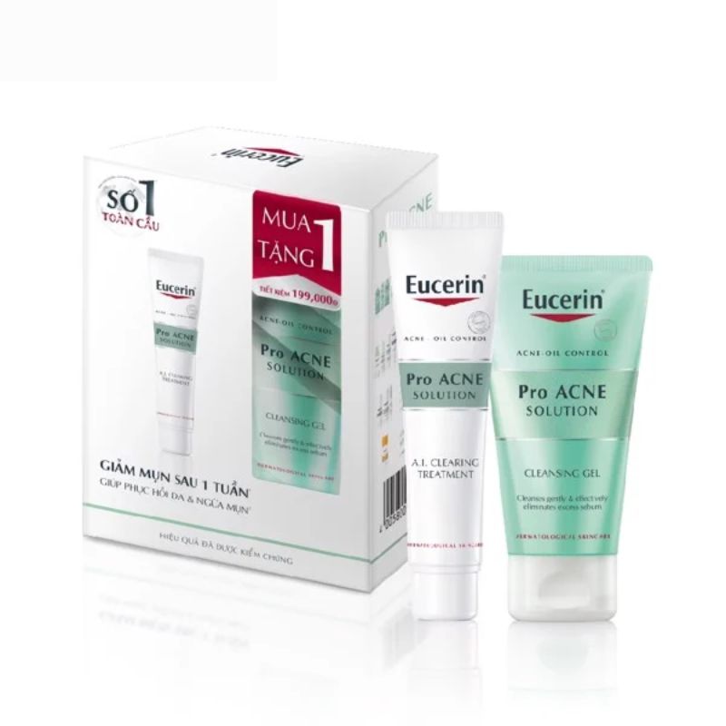 Bộ sản phẩm Eucerin gel rửa mặt dịu nhẹ cho da mụn 75ml và gel giúp giảm mụn 40ml