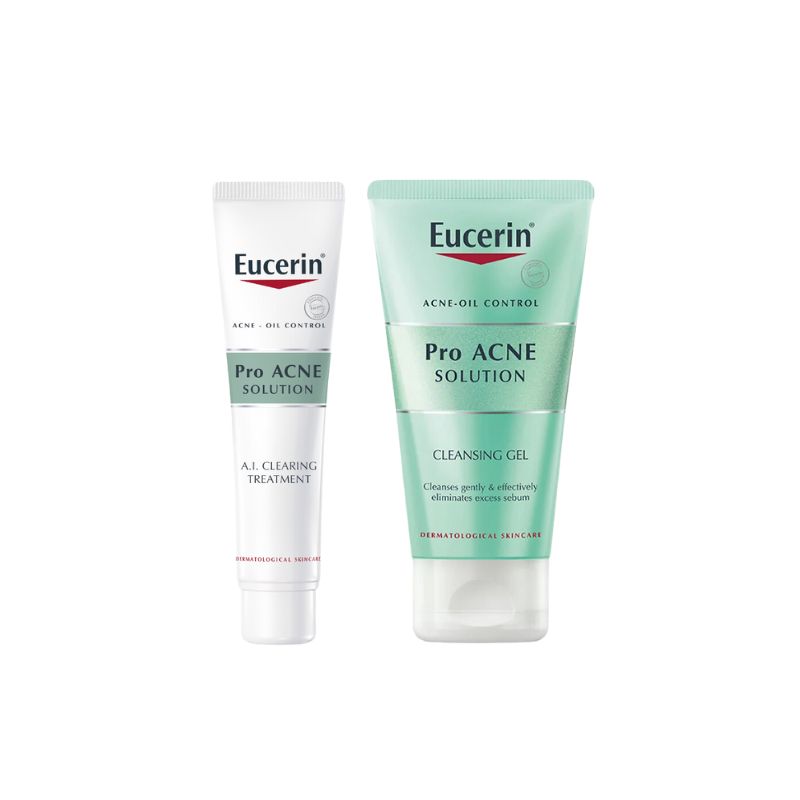 Bộ sản phẩm Eucerin gel rửa mặt dịu nhẹ cho da mụn 75ml và gel giúp giảm mụn 40ml