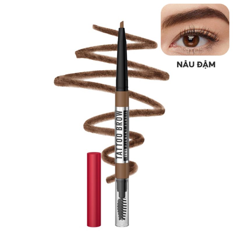Chì Kẻ Mày Maybelline 36H Lâu Trôi Tattoo Brow 0.25g - 01 Nâu Đậm