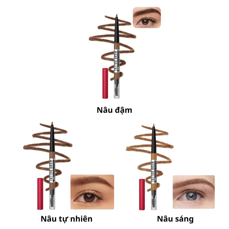 Chì Kẻ Mày Maybelline 36H Tattoo Brow Lâu Trôi  0.25g -  03 Nâu Sáng