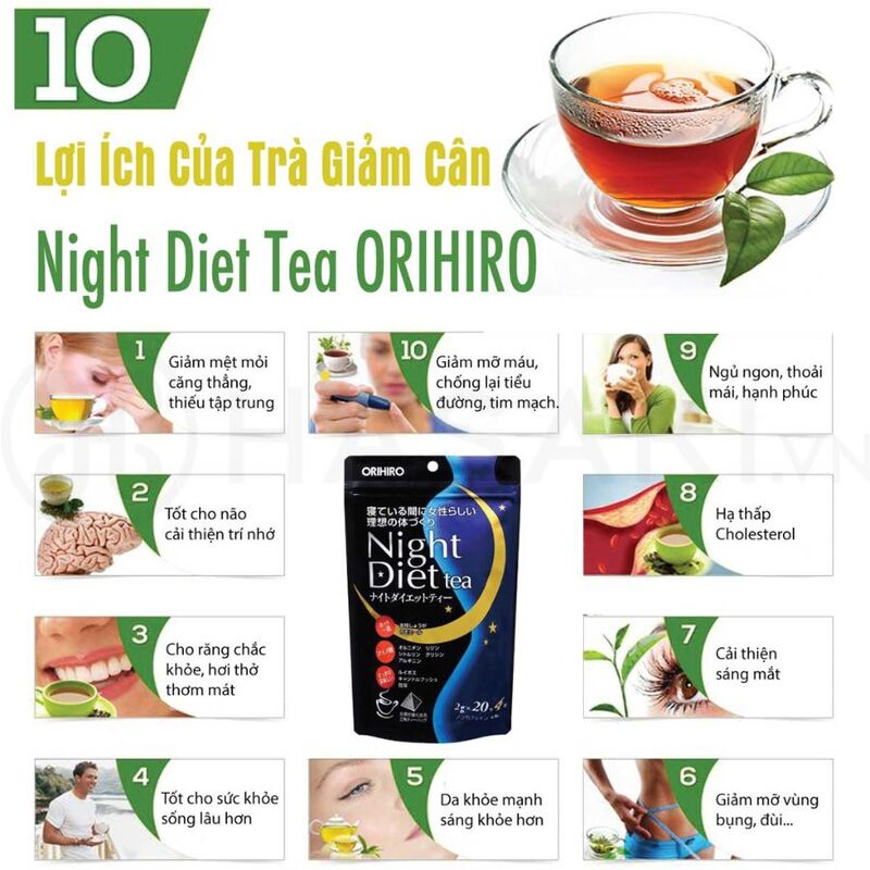 Trà Orihiro Night Diet Hỗ Trợ Giảm Cân 20 gói
