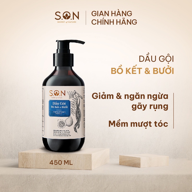 Dầu Gội S.O.N Bồ Kết & Bưởi Giảm Gãy Rụng Tóc, Giảm Gàu, Dưỡng Tóc 450ml