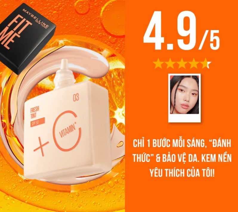 Kem Nền Maybelline Fit Me Foundation Fresh Tint SPF50 Sáng Da, Chống Nắng 30ml - 01