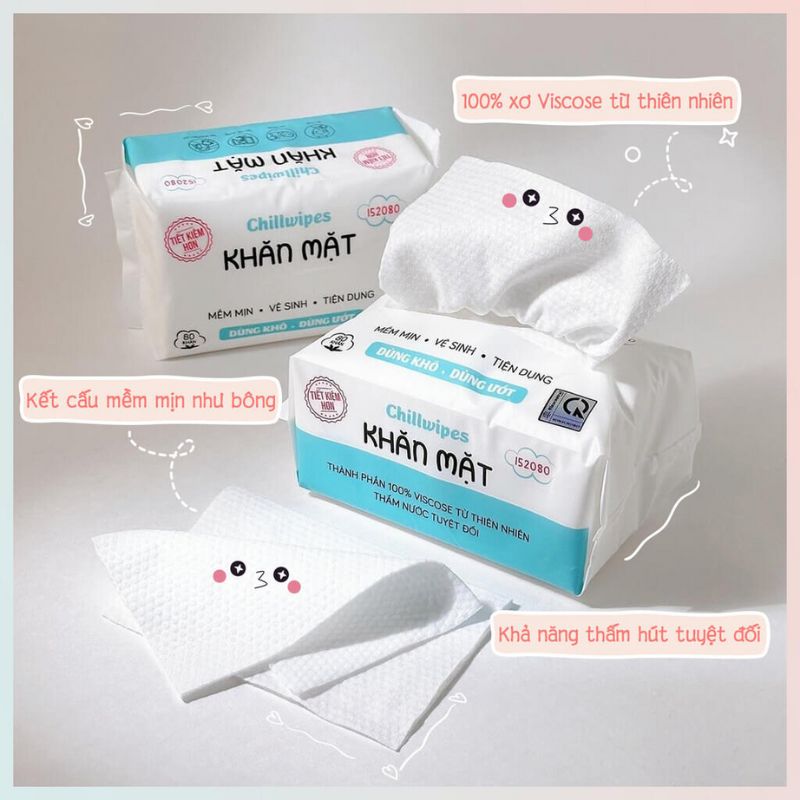 Khăn Mặt Khô Chillwipes - Gói Rút 80 Khăn
