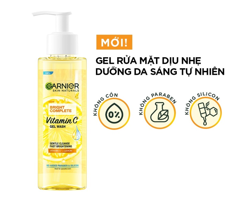 Gel Rửa Mặt Garnier Skin Naturals Bright Complete Vitamin C Gel Wash 120ml