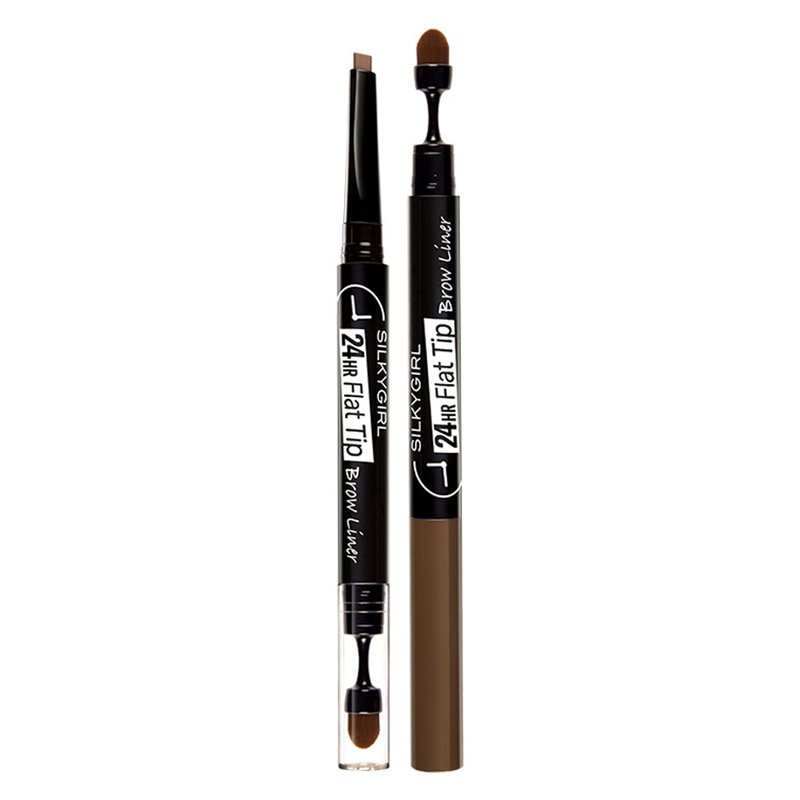 Chì Kẻ Mày Silkygirl Flat Tip Brow Liner Hai Đầu Lâu Trôi 24hr 0.15g - #01 Natural Brown