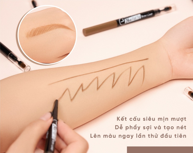 Chì Kẻ Mày Silkygirl Flat Tip Brow Liner Hai Đầu Lâu Trôi 24hr 0.15g - #02 Dark Brown