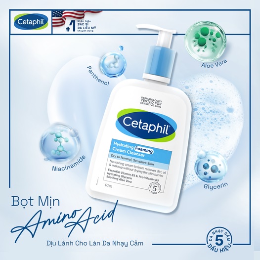 Sữa Rửa Mặt Cetaphil Hydrating Foaming Cream Cleanser Tạo Bọt Cho Da Nhạy Cảm 236ml