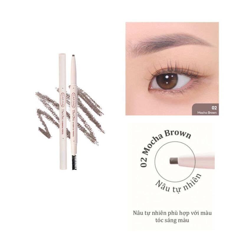 Chì Kẻ Mày Dearmay The Chic Eyebrow Pencil 0.18g  - 02 Mocha Brown