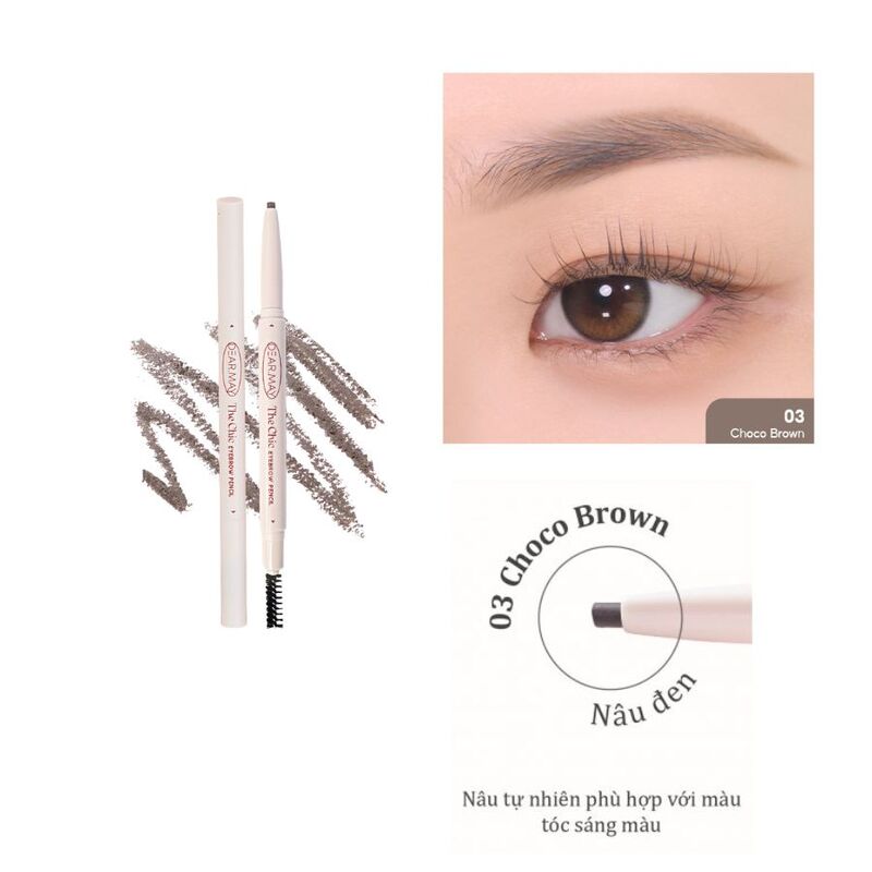 Chì Kẻ Mày Dearmay The Chic Eyebrow Pencil 0.18g  - 03 Choco Brown