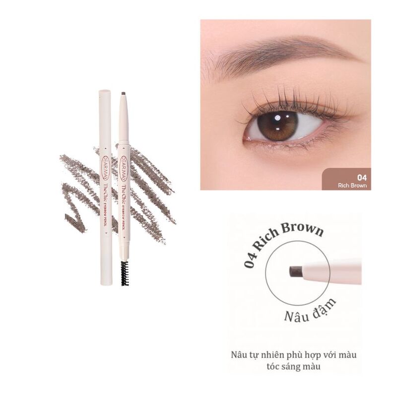 Chì Kẻ Mày Dearmay The Chic Eyebrow Pencil 0.18g - 04 Rich Brown
