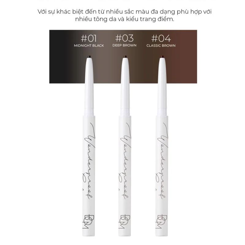 Chì Kẻ Mắt B.O.M Wonderproof Gel Slim Eyeliner Siêu Mảnh Lâu Trôi - #03 Deep Brown