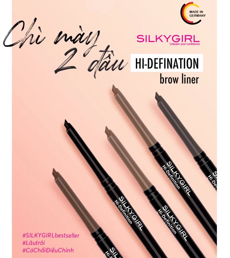 Chì Kẻ Mày Silkygirl Soft Black Hi-Definition Brow Liner 2 Đầu 0.35g