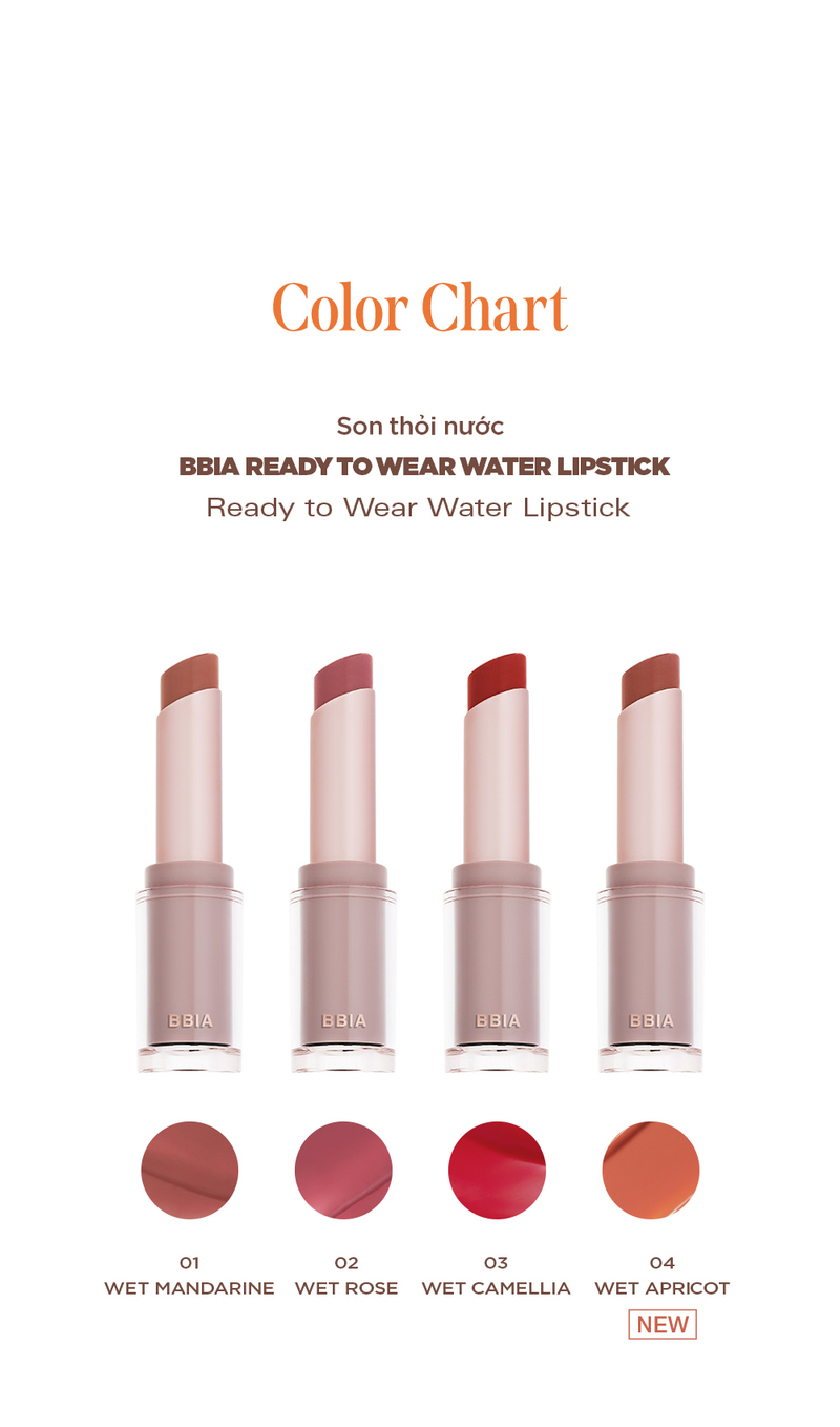 Son Thỏi Bbia Ready To Wear Water Lipstick - 04 Wet Apricot
