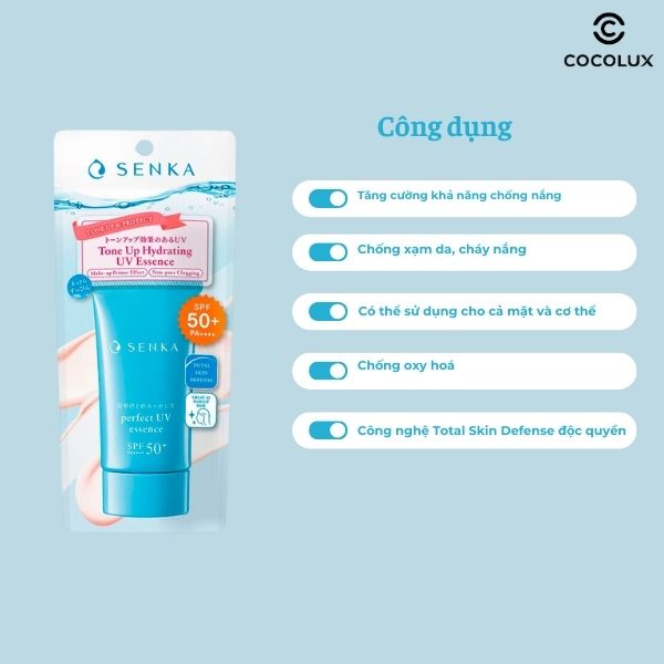 Tinh Chất Chống Nắng Senka Perfect UV Essence Nâng Tông Sáng Mượt Da Dầu 50g