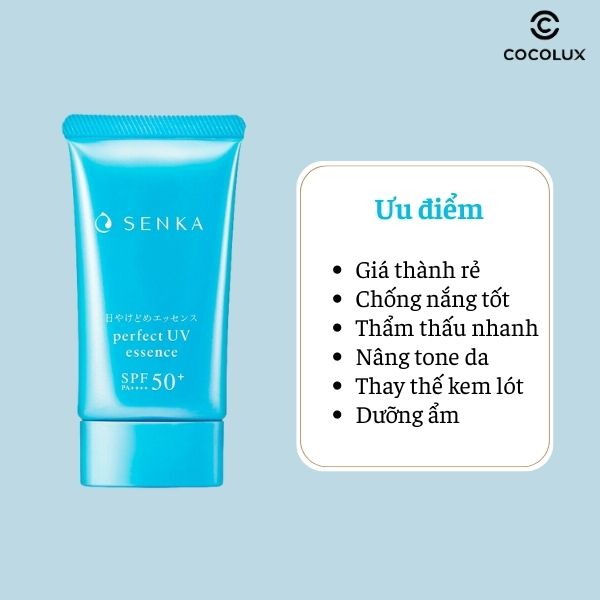 Tinh Chất Chống Nắng Senka Perfect UV Essence Nâng Tông Sáng Mượt Da Dầu 50g
