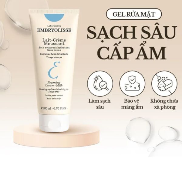 Sữa Rửa Mặt Embryolisse Sạch Sâu Cấp Ẩm Lait Creme Moussant 200ml