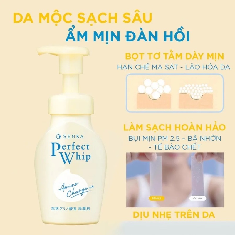 Bọt Rửa Mặt Dịu Nhẹ Senka Perfect Whip Amino Charge In Dịu Nhẹ 150ml