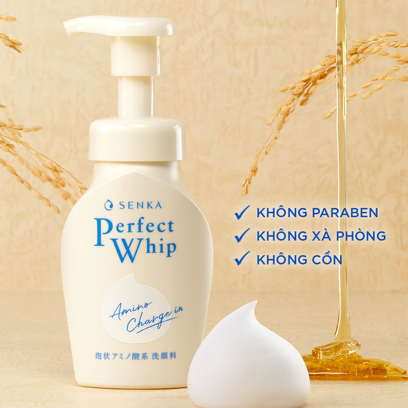 Bọt Rửa Mặt Dịu Nhẹ Senka Perfect Whip Amino Charge In Dịu Nhẹ 150ml