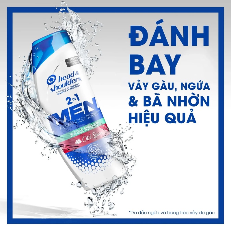 Gội Xả Head & Shoulders Pure Sport 2in1 Dandruff Shampoo + Conditioner For Men Hương Old Spice Nam Tính 930ml 