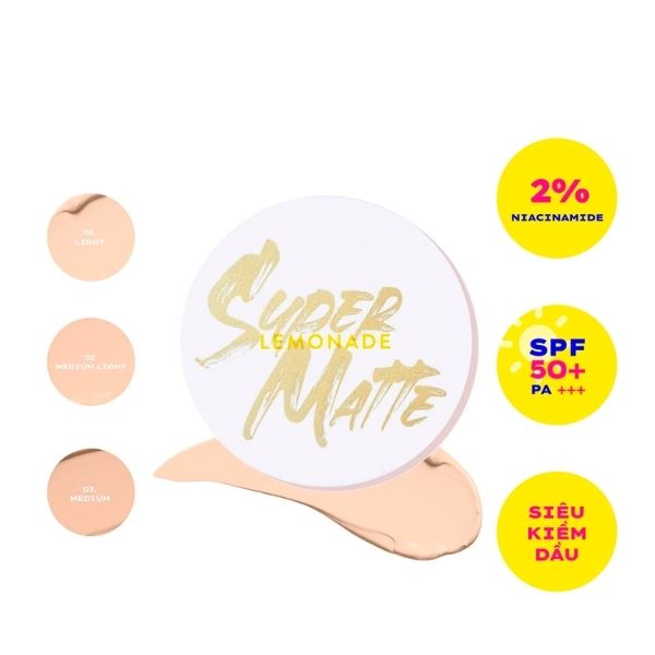 Phấn Nước Lemonade Supermatte Cushion Kiềm Dầu 15g - A02 Medium Light  