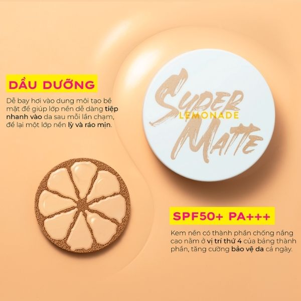 Phấn Nước Lemonade Supermatte Cushion Kiềm Dầu 15g - A03 Medium 