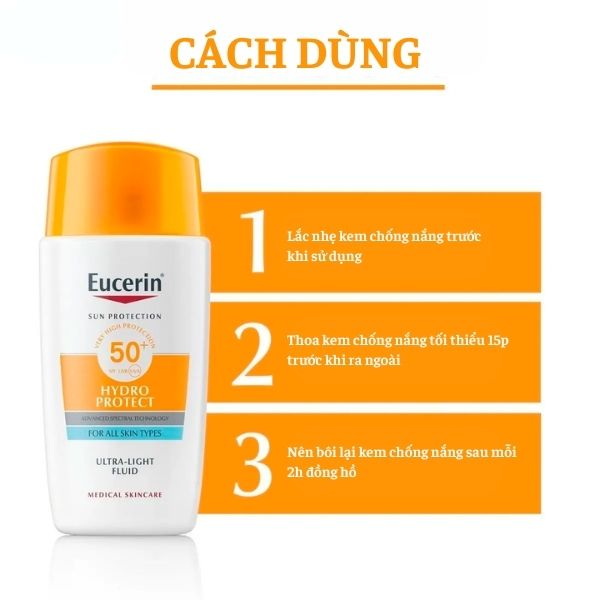 Kem Chống Nắng Eucerin Hydro Protect Ultra Light Fluid SPF 50+ 50ml
