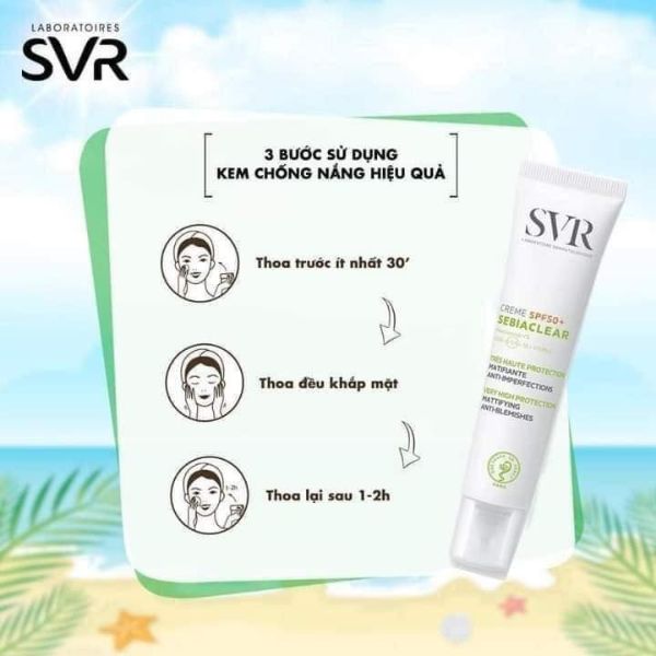 Kem Chống Nắng SVR Sebiaclear Crème SPF50+ Làm Giảm Mụn 40ml