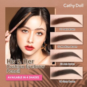 Chì Kẻ Mày Cathy Doll 3in1 His & Her Cushion Eyebrow Pencil #04 Gray Brown