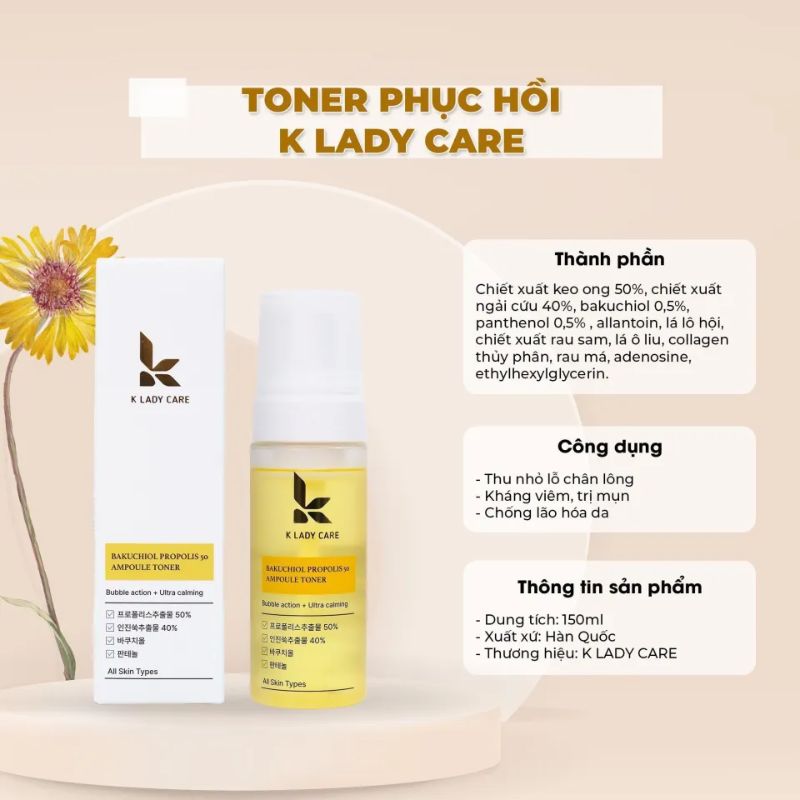Nước Hoa Hồng K Lady Care Bakuchiol Propolis