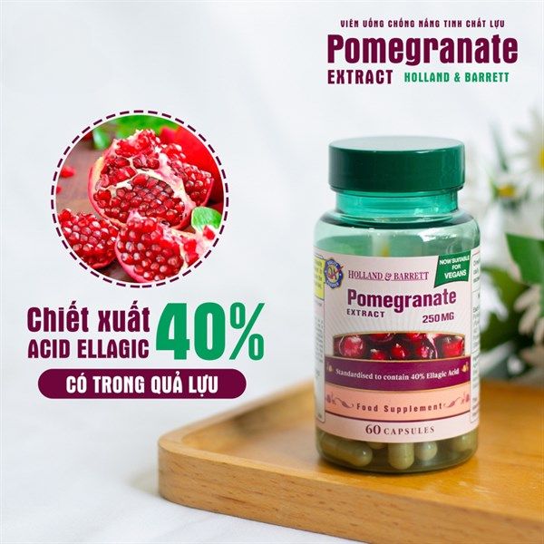 Viên Uống Chống Nắng Holland & Barrett Pomegranate Chiết Xuất Lựu 250mg